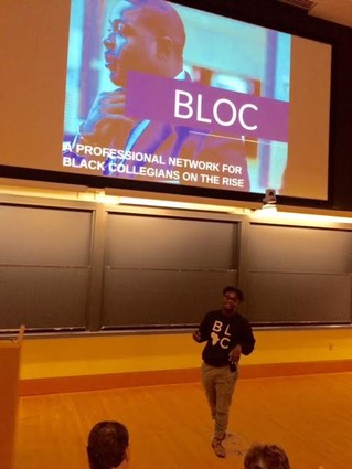 Photo: Achille Tenkiang pitching for BLOC Photo Credit: Esther Surden