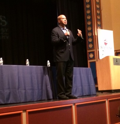 Photo: Sen. Cory Booker talked about his successes using social media, telling small businesses that they can do it too. Photo Credit: Esther Surden
