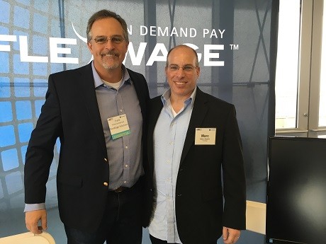 Photo: CEO Frank Dombroski and Marc Baskin, VP of Finance and Operations, FlexWage at their booth Photo Credit: Esther Surden