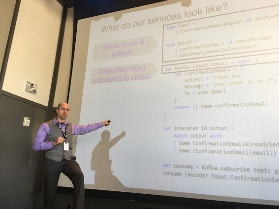 Photo: Gad Berger, senior software engineer at Jet.com spoke about microservices. Photo Credit: Esther Surden