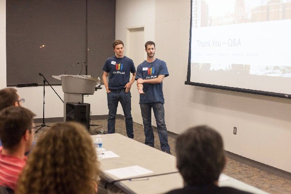 Photo: The GamePlan team presents at the Waterfront Ventures Conference Photo Credit: Johnathan Grzybowski