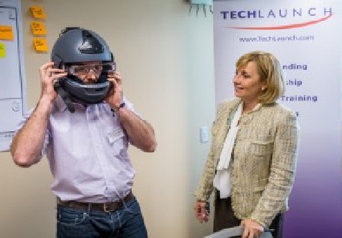 Photo: Fusar Tech CEO Ryan Shearman with Lt. Gov. Guadagno. Photo Credit: Mike Peters /Montclair State University
