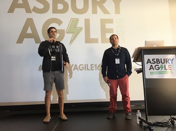 Photo: Kevin Fricovsky and Bret Morgan kick off Asbury Agile. Photo Credit: Esther Surden