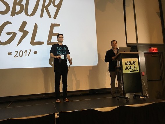 Photo: Kevin Fricovsky and Bret Morgan open Asbury Agile 2017 Photo Credit: Esther Surden