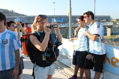 Photo: LiveU's backpack in use at the World Cup. Photo Credit: LiveU