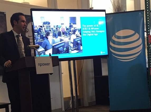 Photo: Mayor Fulop visits NPower in honor of the ATT grant. Photo Credit: James Orthmann