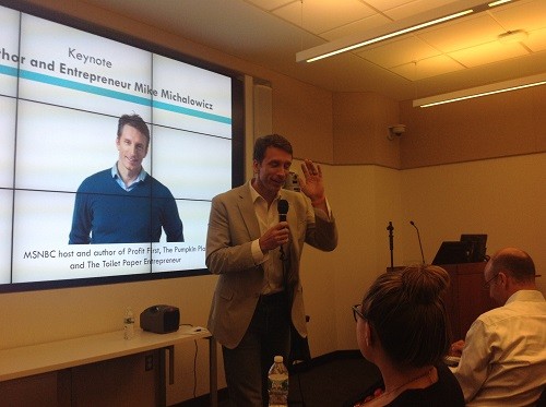 Photo: Mike Michalowicz, author of Profit First, spoke at the Morris Tech Meetup
&nbsp; Photo Credit: Mark Annett