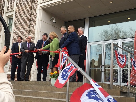 Photo: A proud NJIT community came together with public officials including Lt. Gov. Kim Guadagno, to cut the ribbon on the Central King Building, formerly Newark Central High School.The building was renovated using $86 million in funds from the 2012 Building Our Future Bond Act. The renovation was the largest single project funded by New Jersey. During the ceremony, Dr. Andrew Pecora of Hackensack University Medical Center announced a collaboration with the New Jersey Innovation Institute to create the Healthcare Ideation Center, to be located in the King building, to create and launch the next wave of healthcare technology products and services. Photo Credit: Esther Surden