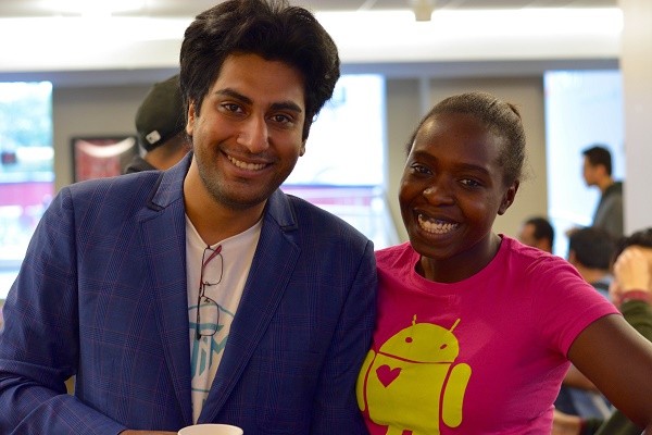 Photo: Rahul Anand, founder of The Ideas Maker and Sylvia Wandhava, founder of Women Techmakers NJ at the Rutgers hackathon Photo Credit: Hazel Lee, The Ideas Maker