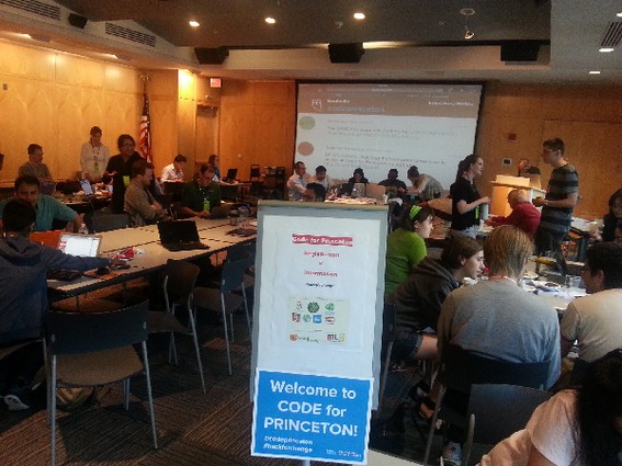 Photo: Hackers getting down to work at the Code for Princeton hackathon. Photo Credit: Princeton Public Library