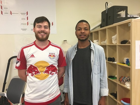Photo: Joshua Miller and Altrarik Banks are two of the students that will be working on the 3-D printed prototypes. Photo Credit: Esther Surden
