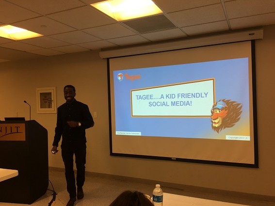 Photo: Julius Richards, founder of TAGEE, pitches at Innovation Acceleration Challenge. Photo Credit: Esther Surden