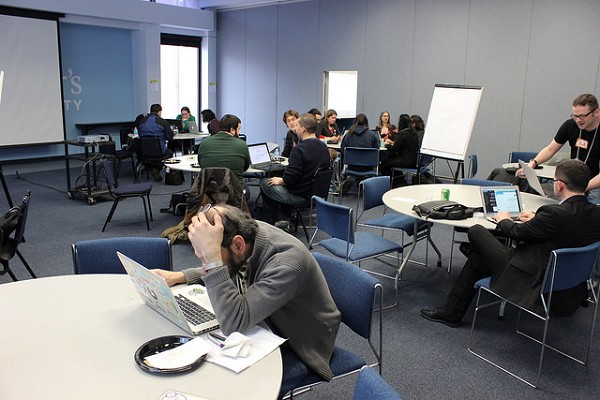 Photo: Teams hard at work at the PATH Data Jam Photo Credit: Courtesy OpenJC