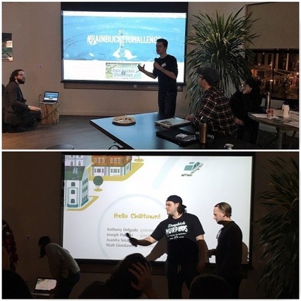 Photo: A couple of the teams presenting at the sustainability hackathon in Jersey City Photo Credit: Esther Surden