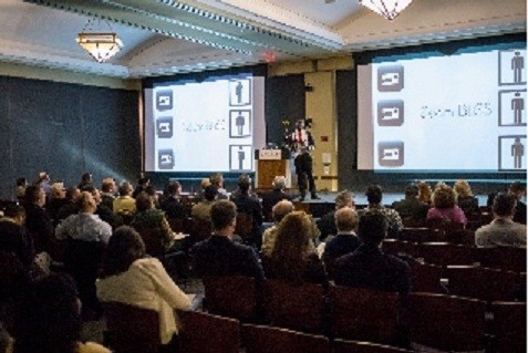 Photo: SeamBLiSS cofounder Shawn Oates presented at Demo Day. Photo Credit: TechLaunch