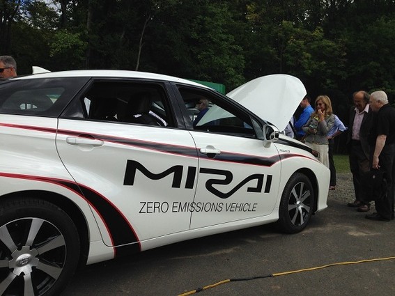 Photo: The Toyota Mirai zero emissions vehicle at the Hydrogen House dedication. Photo Credit: Benjamin Doda