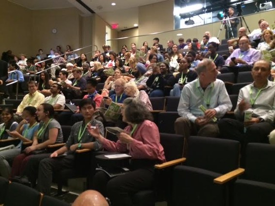Photo: The hall fills up for eLab Demo Day. Photo Credit: Esther Surden