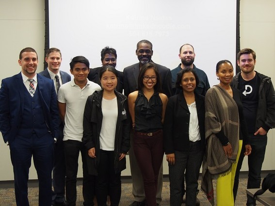 Photo: Group photo of some of the founders at the Camden Catalyst pitch competition. Photo Credit: Joshua Schneider