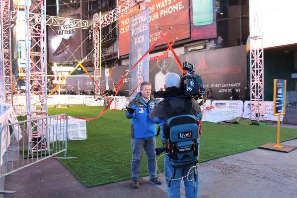 Photo: LiveU Portable uplink solutions in a pre-game interview. Photo Credit: LiveU