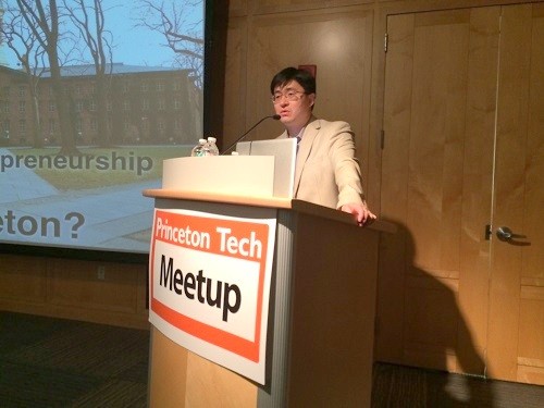 Photo: Keller Center head Mung Chiang spoke to the Princeton Tech Meetup in May. Photo Credit: Esther Surden