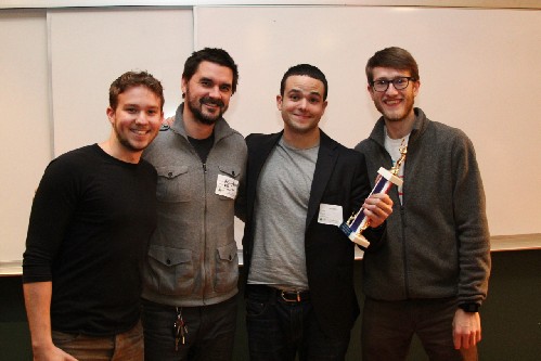 Photo: The Pijon team won the audience choice award at the NJ Tech Meetup in January. Photo Credit: Dominic Rivera